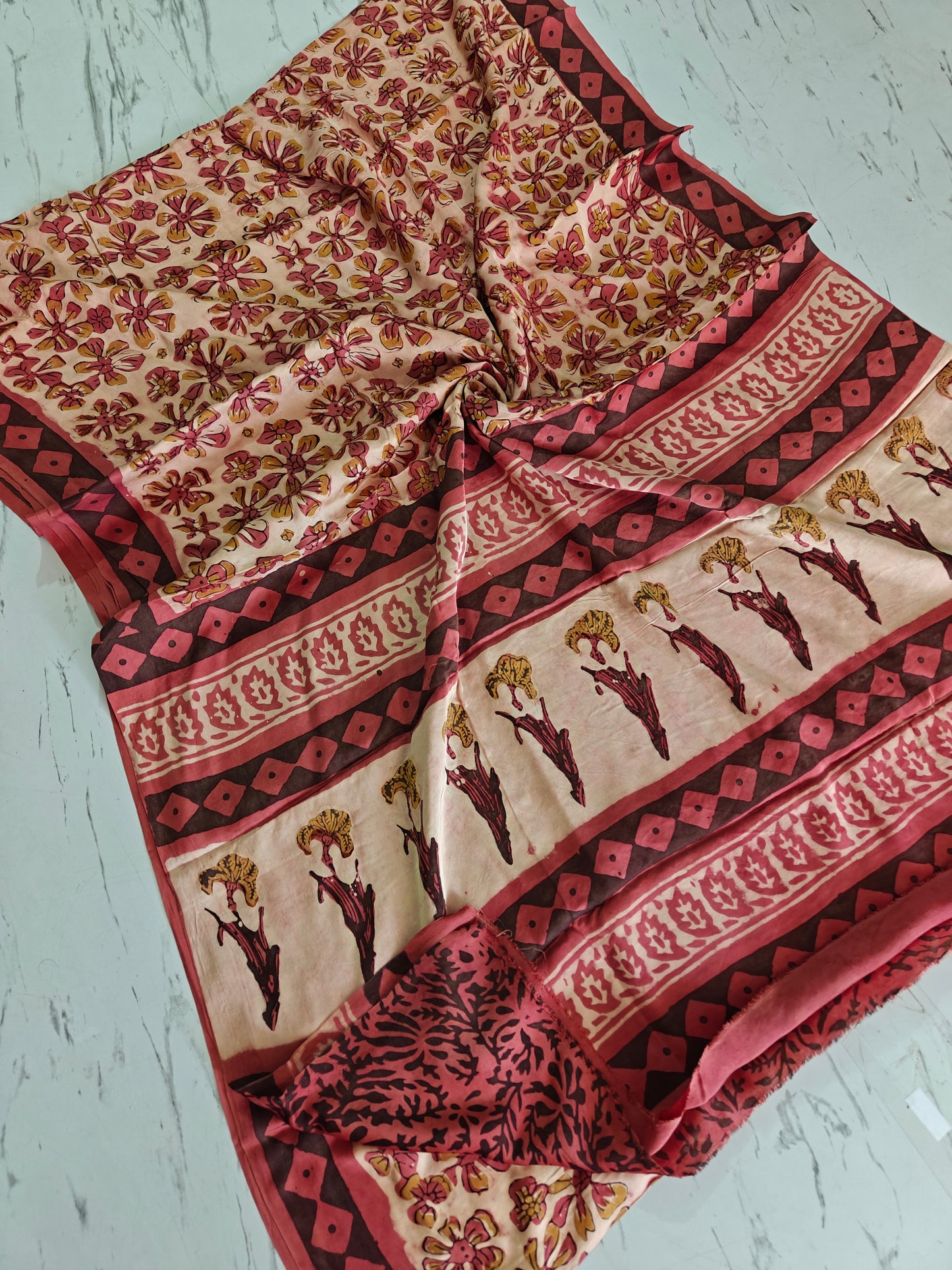 Vanaspati Ajrakh Printed Modal Silk saree