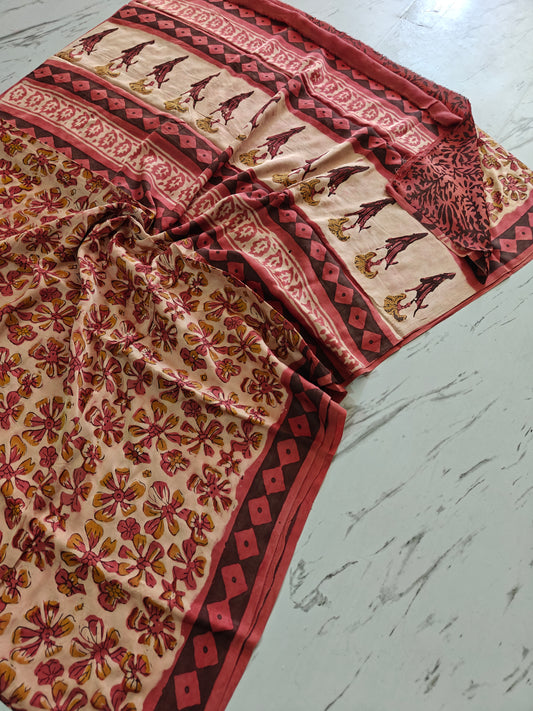 Vanaspati Ajrakh Printed Modal Silk saree