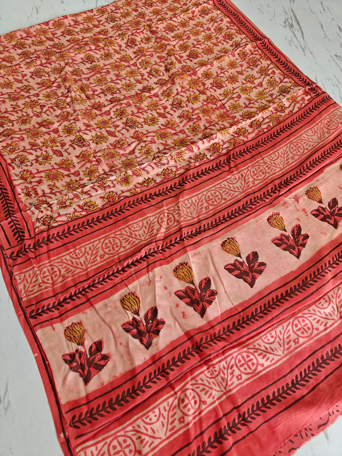 Vanspati Ajrakh Modal Silk Saree With Blouse