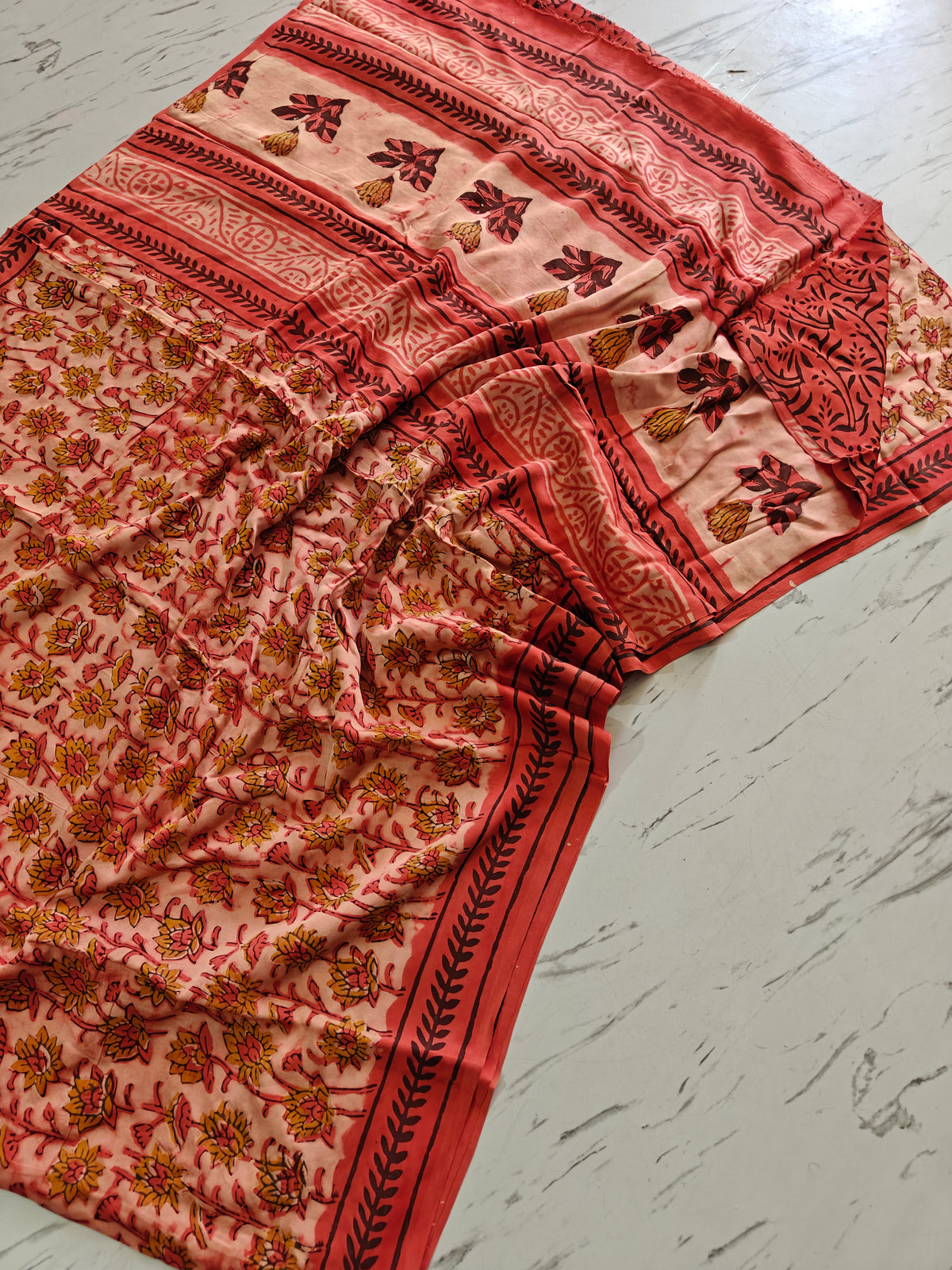 Vanspati Ajrakh Modal Silk Saree With Blouse