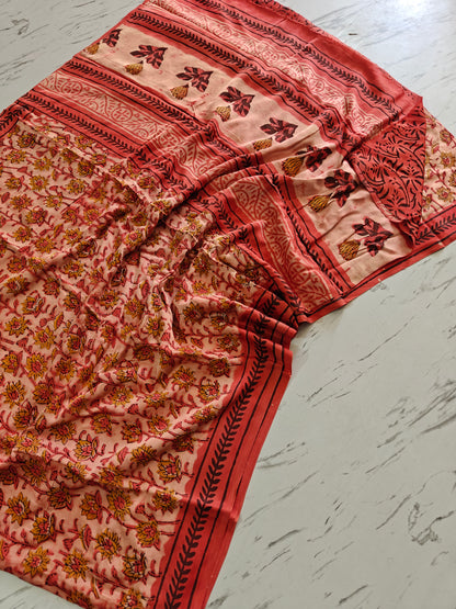 Vanspati Ajrakh Modal Silk Saree With Blouse