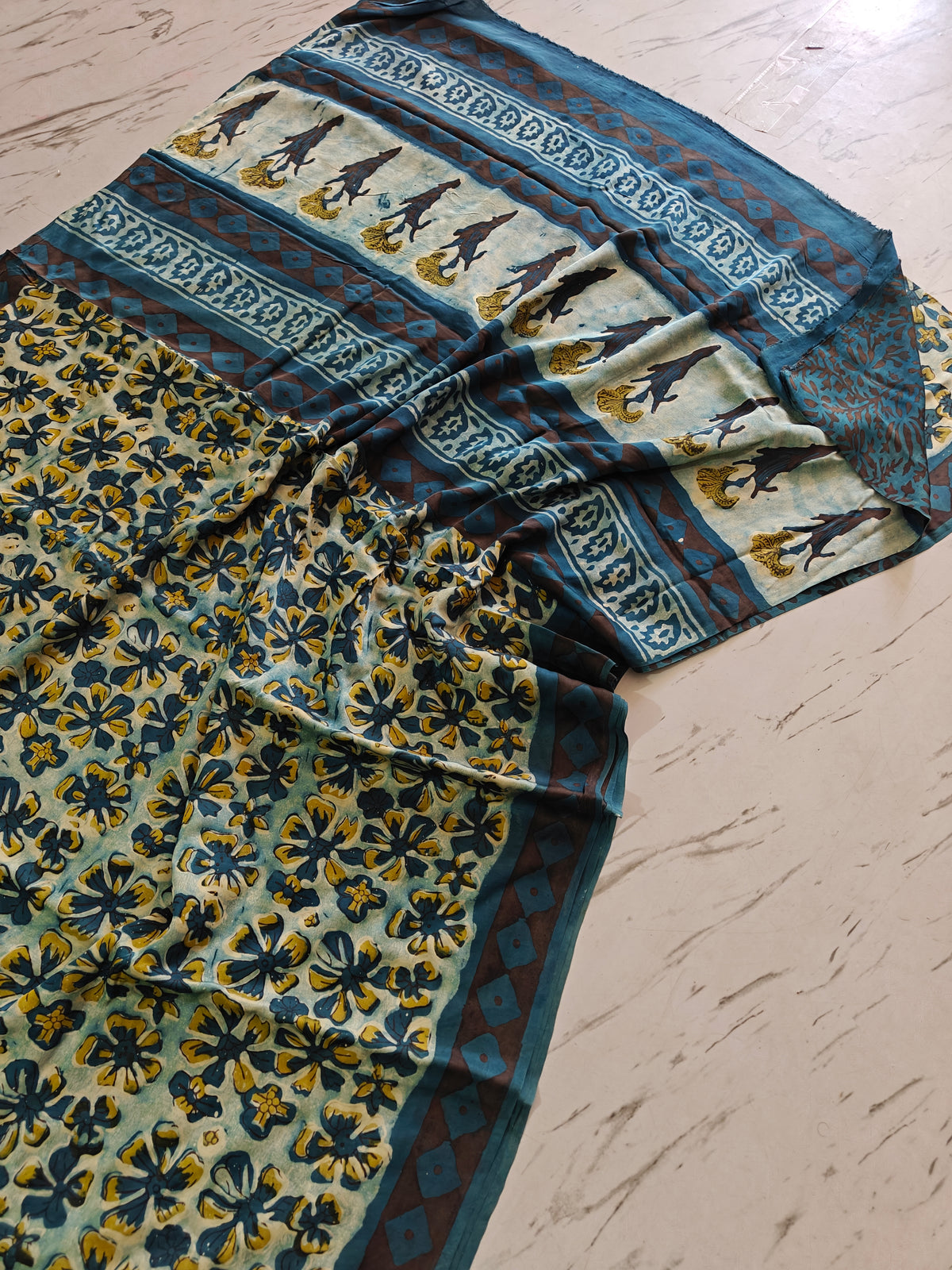 Vanaspati Ajrakh Modal Silk Saree with Blouse