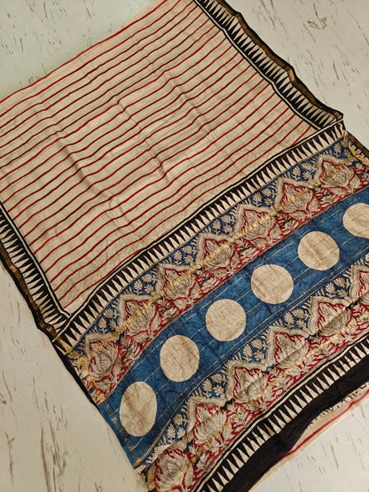 Bagru print Chanderi silk saree