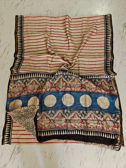 Bagru print Chanderi silk saree