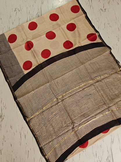 Bagru print Chanderi silk saree