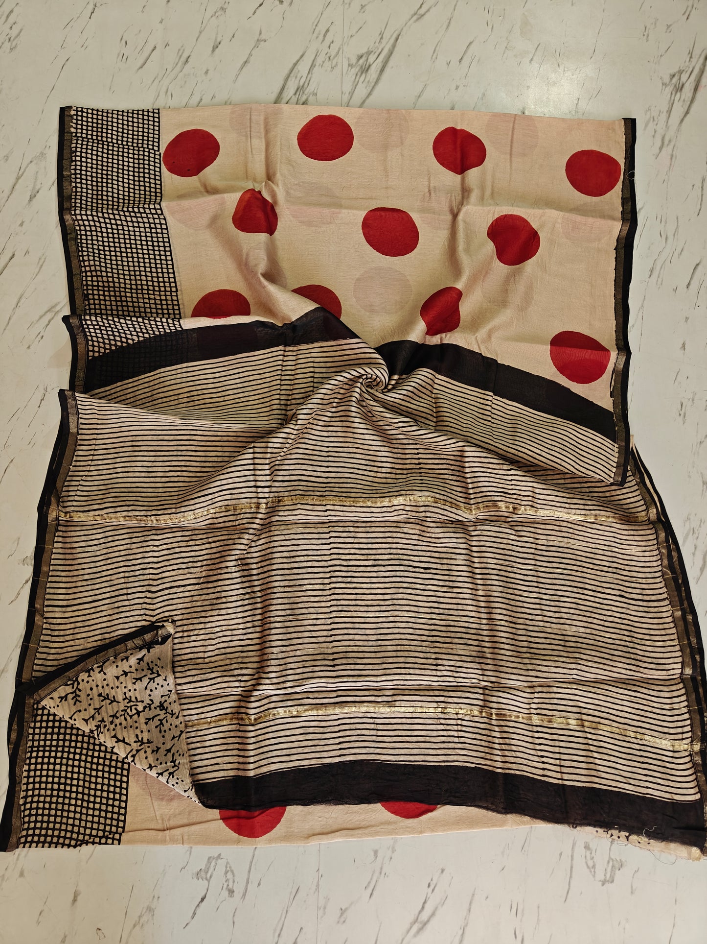 Bagru print Chanderi silk saree