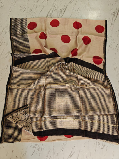 Bagru print Chanderi silk saree