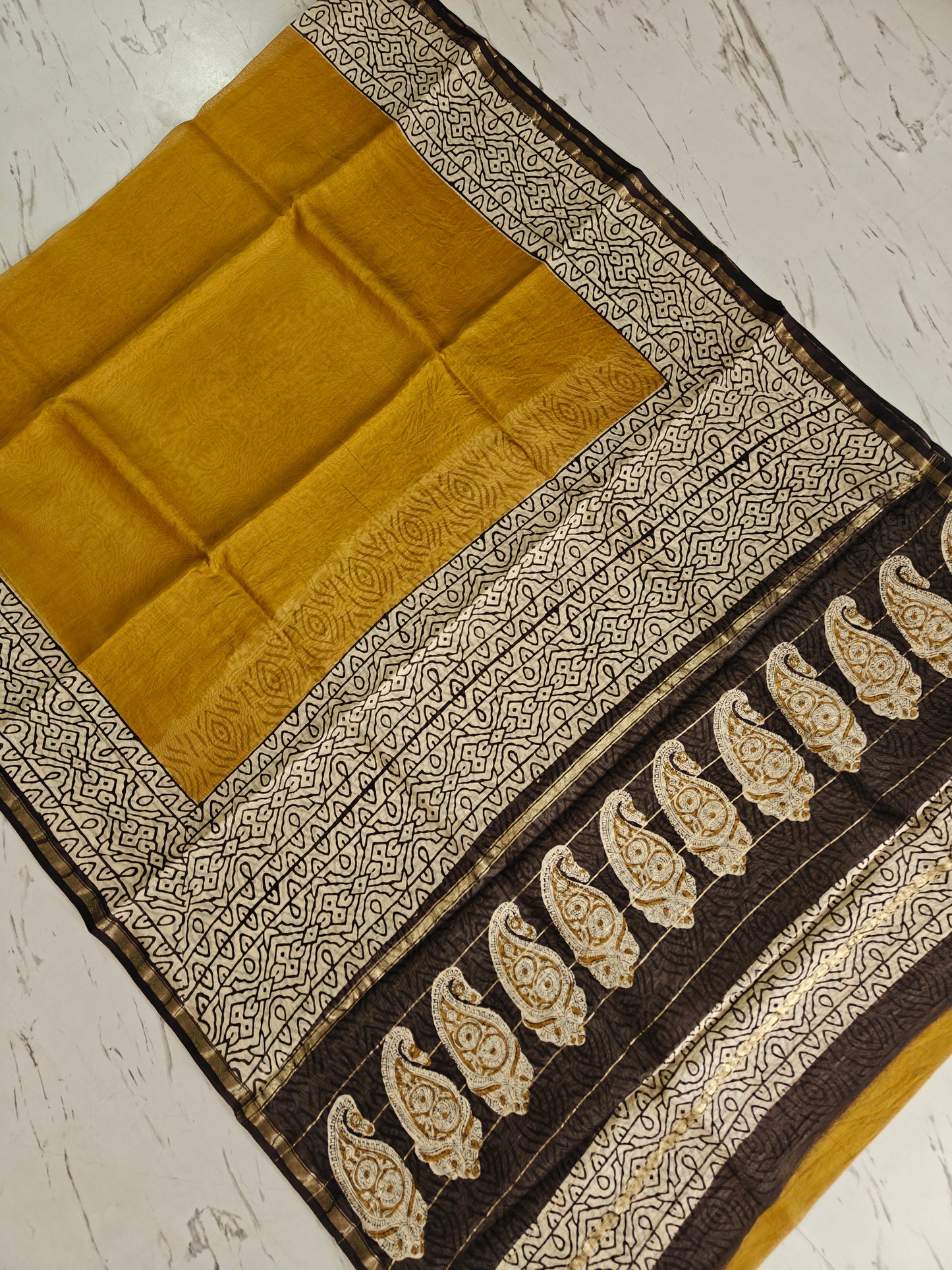 Bagru print Chanderi silk saree