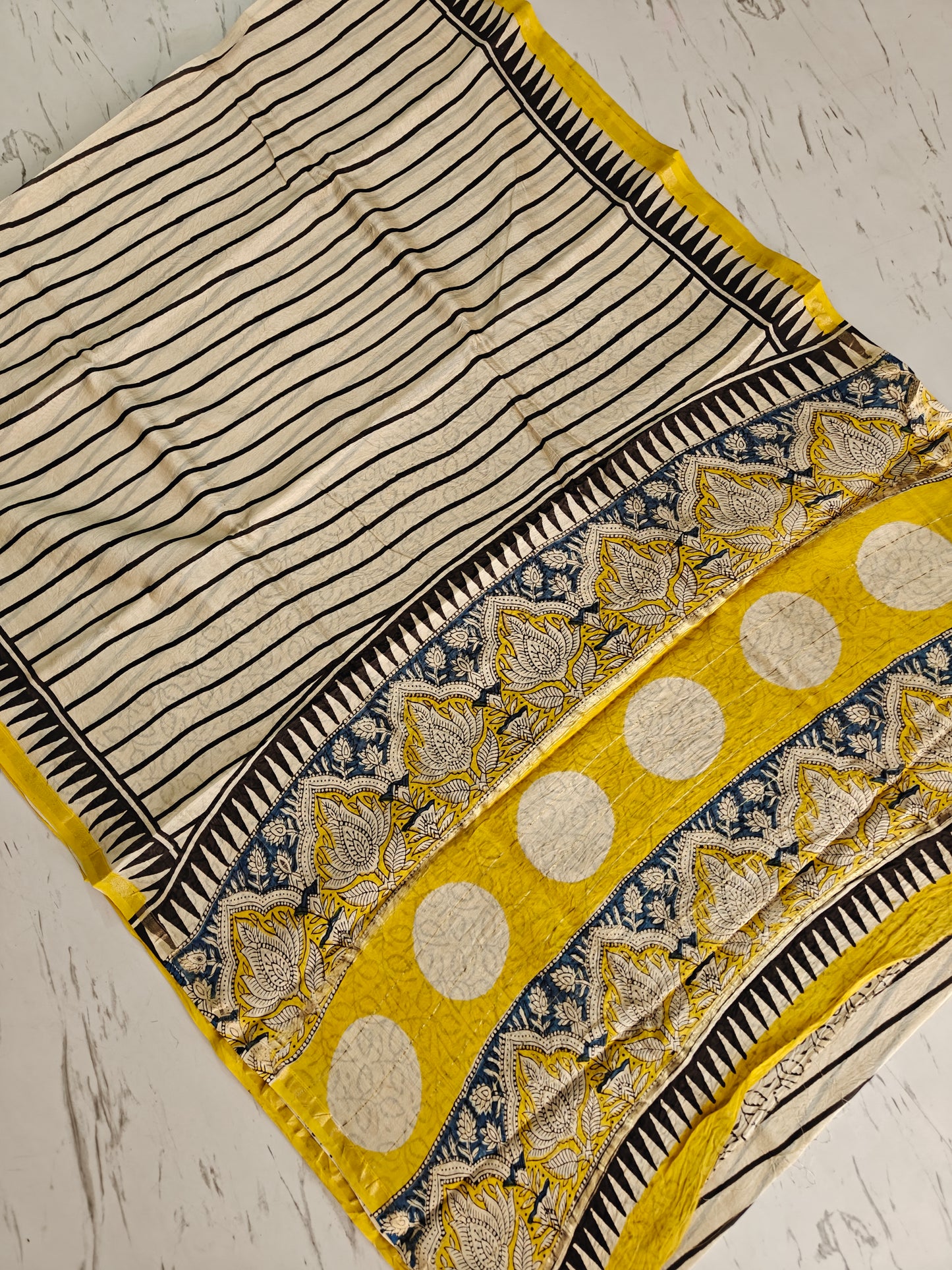Bagru print Chanderi silk saree