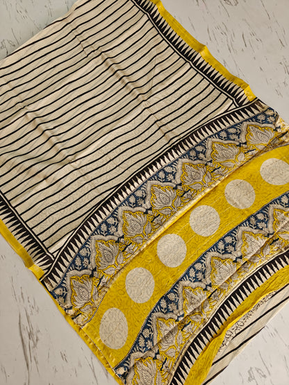 Bagru print Chanderi silk saree