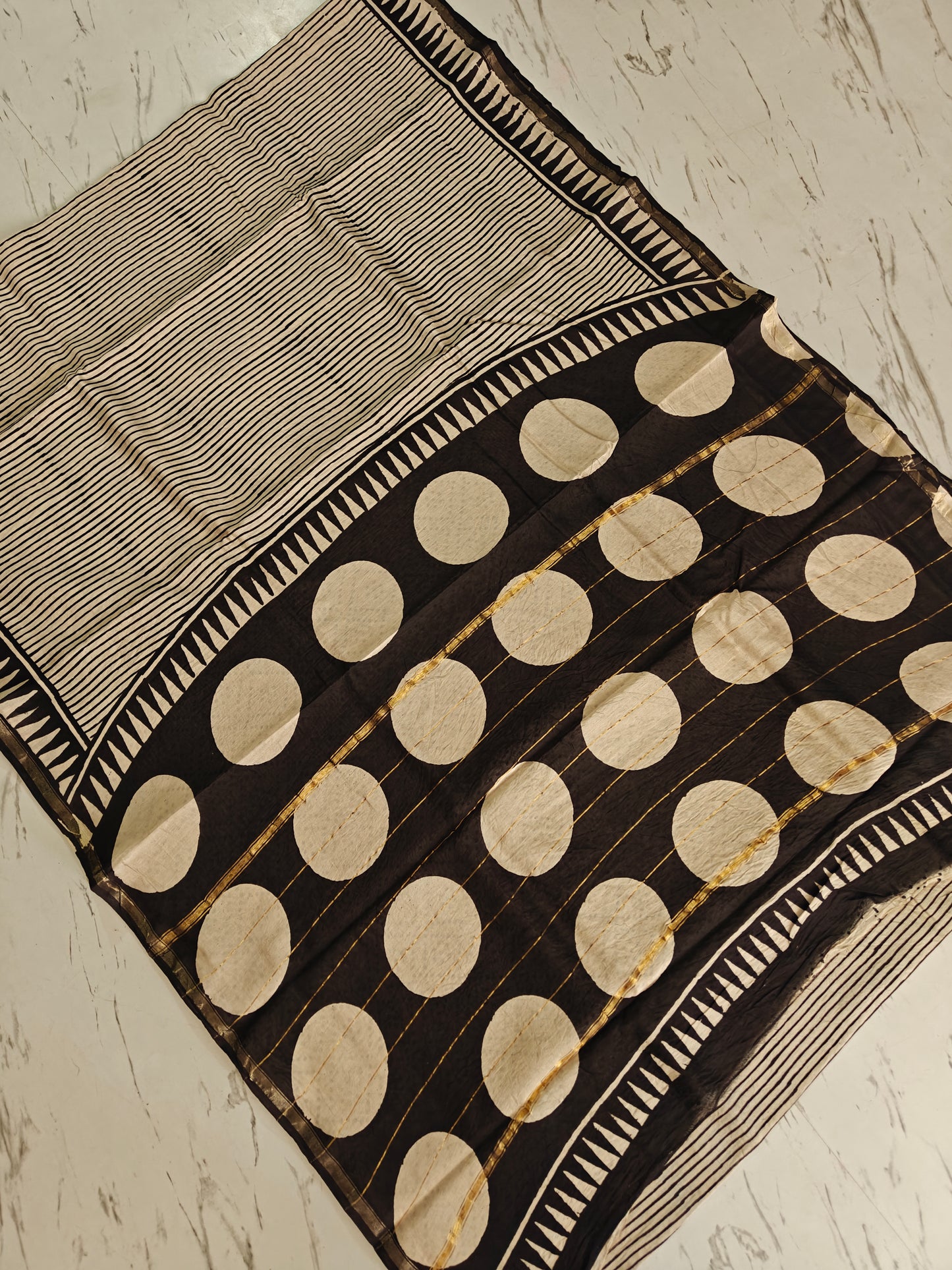 Bagru print Chanderi silk saree