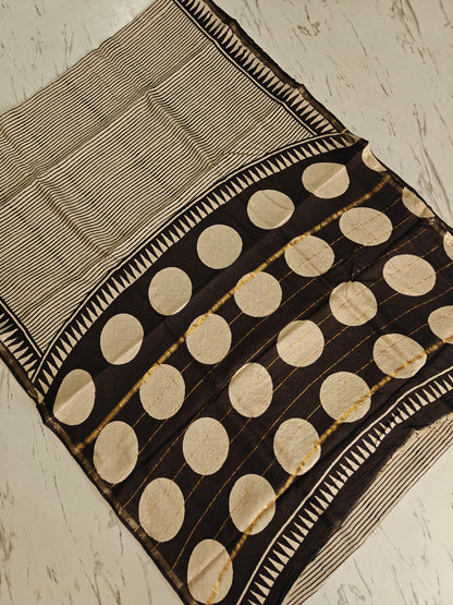 Bagru print Chanderi silk saree