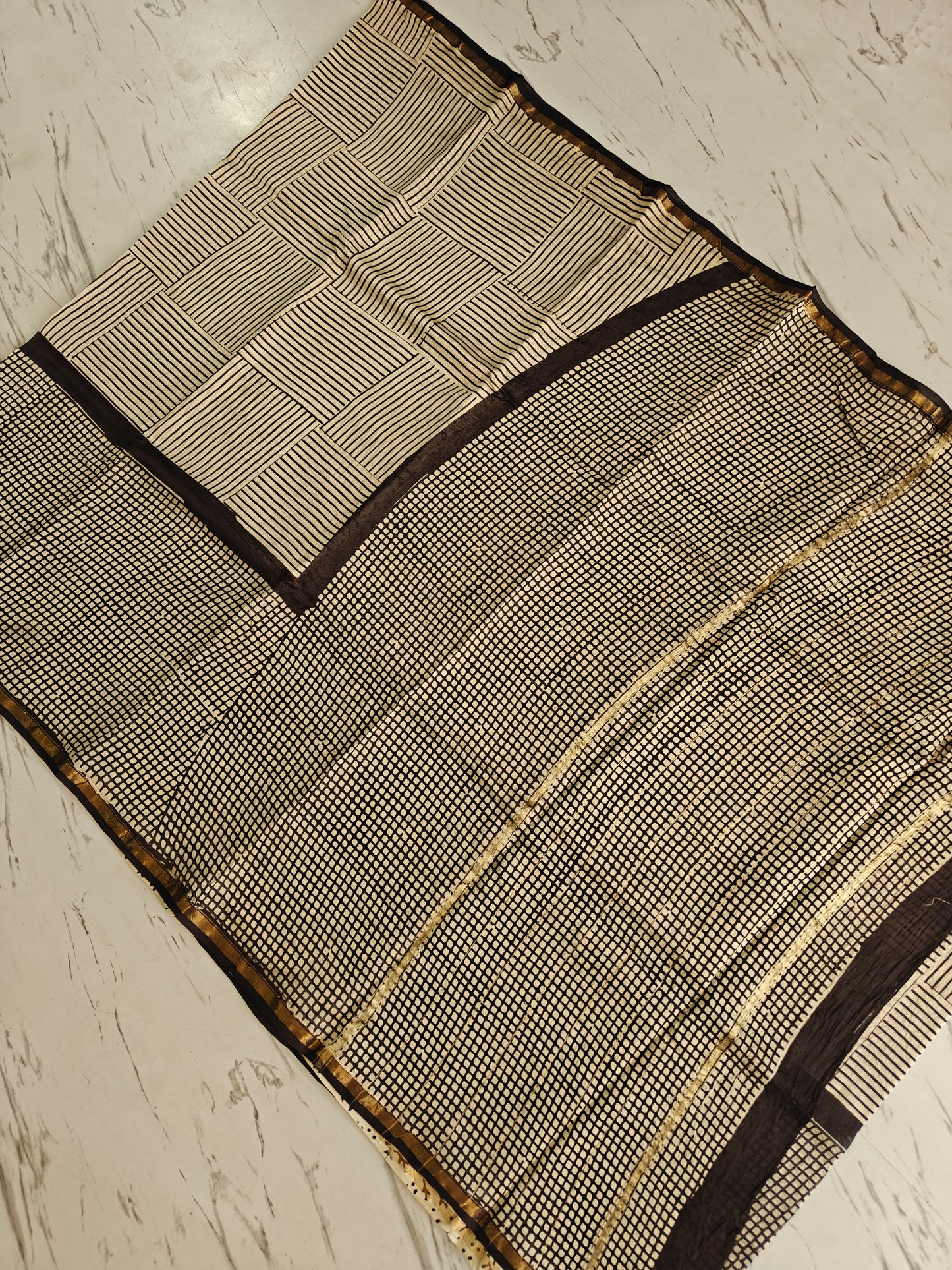 Bagru print Chanderi silk saree