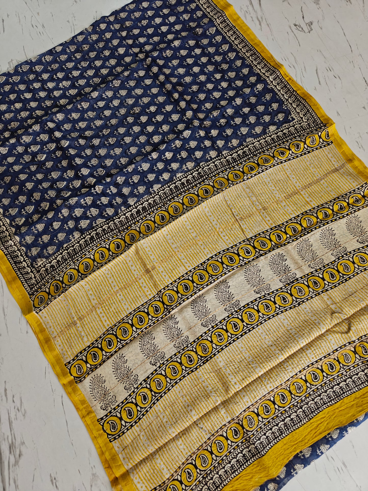 Bagru print Chanderi silk saree