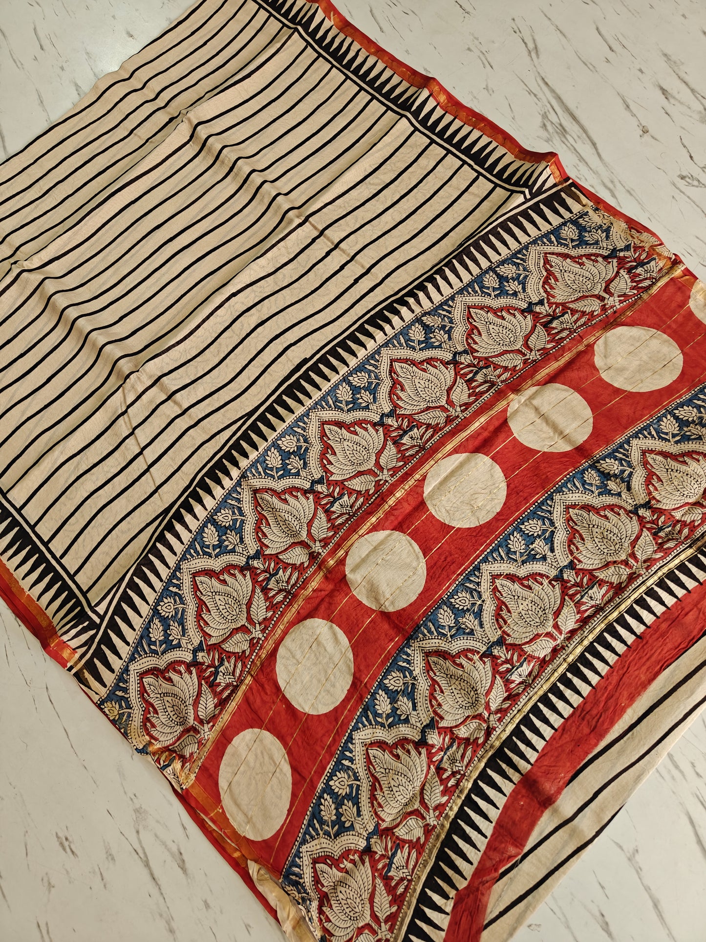 Bagru print Chanderi silk saree