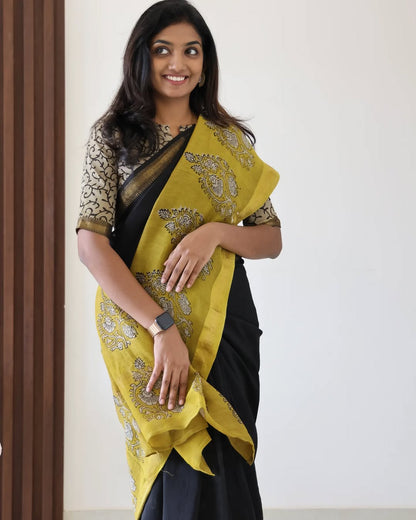 Bagru Prime Pure Maheshwari Silk Saree With Blouse