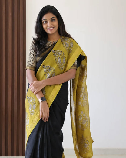 Bagru Prime Pure Maheshwari Silk Saree With Blouse