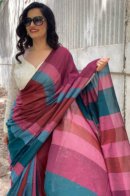 Handloom khadi cotton saree with blouse