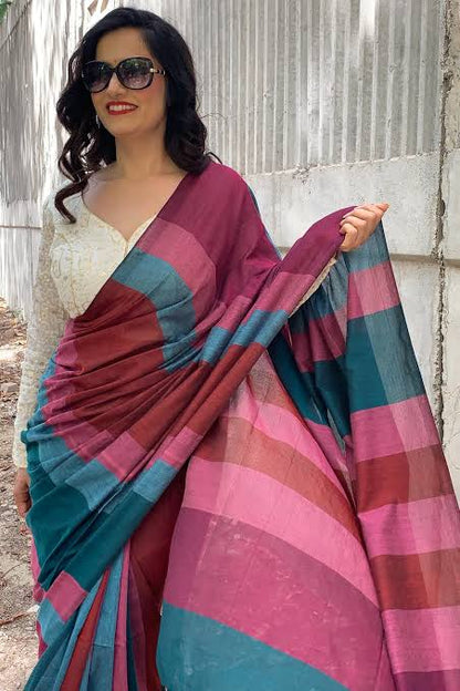 Handloom khadi cotton saree with blouse