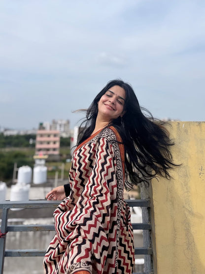 Bagru Prime Pure Maheswari Silk Saree with Blouse