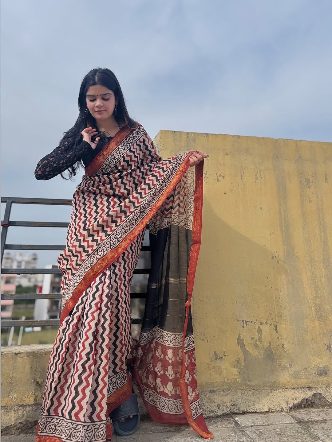 Bagru Prime Pure Maheswari Silk Saree with Blouse