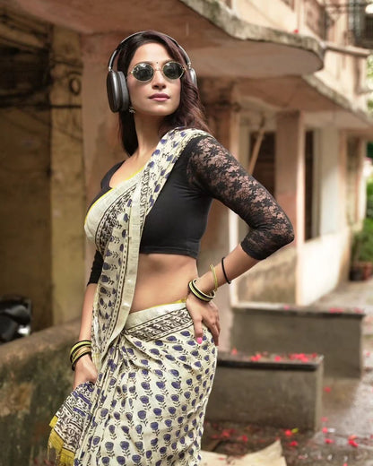 Party Wear Printed Lilen sarees with blouse
