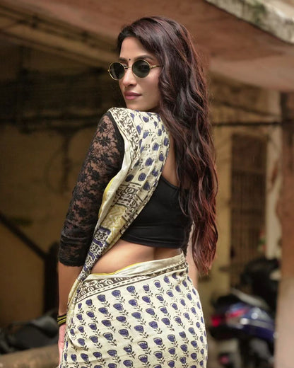 Party Wear Printed Lilen sarees with blouse