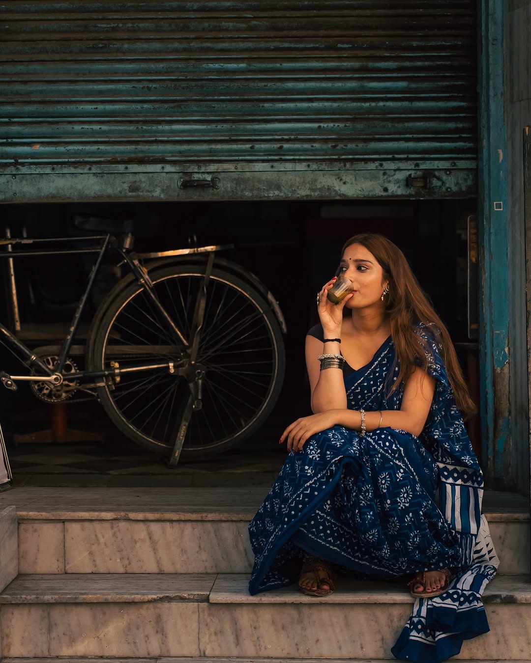 Indigo Love Pure Cotton Mulmul Saree