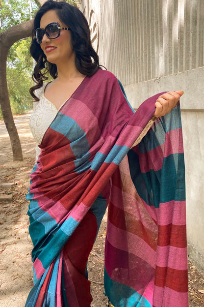 Handloom khadi cotton saree with blouse