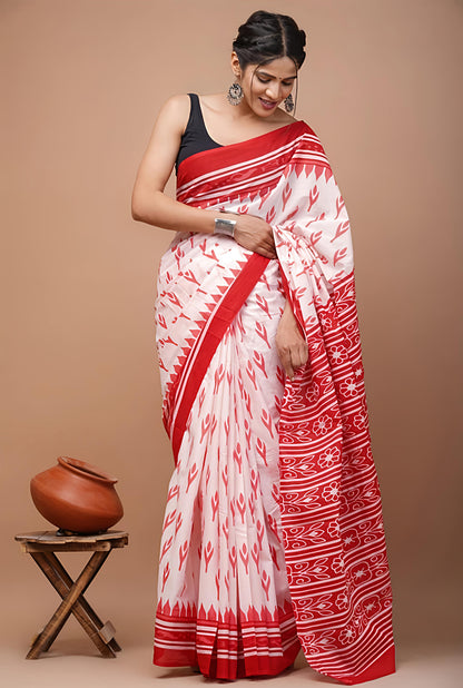 Summer Wear Pure Cotton Mulmul Saree