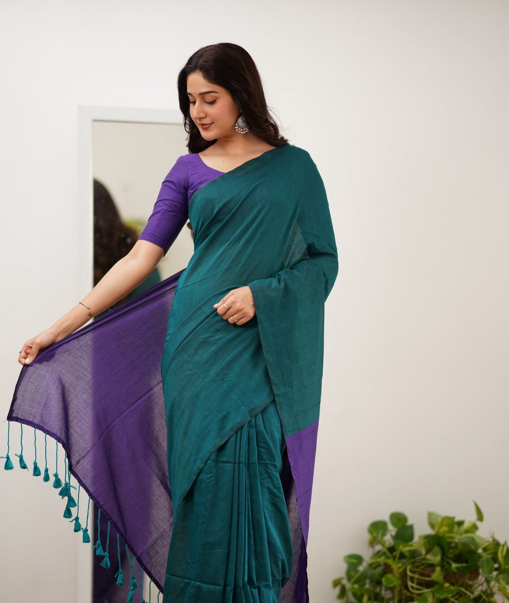 Office Wear Khadi Cotton Saree With Blouse