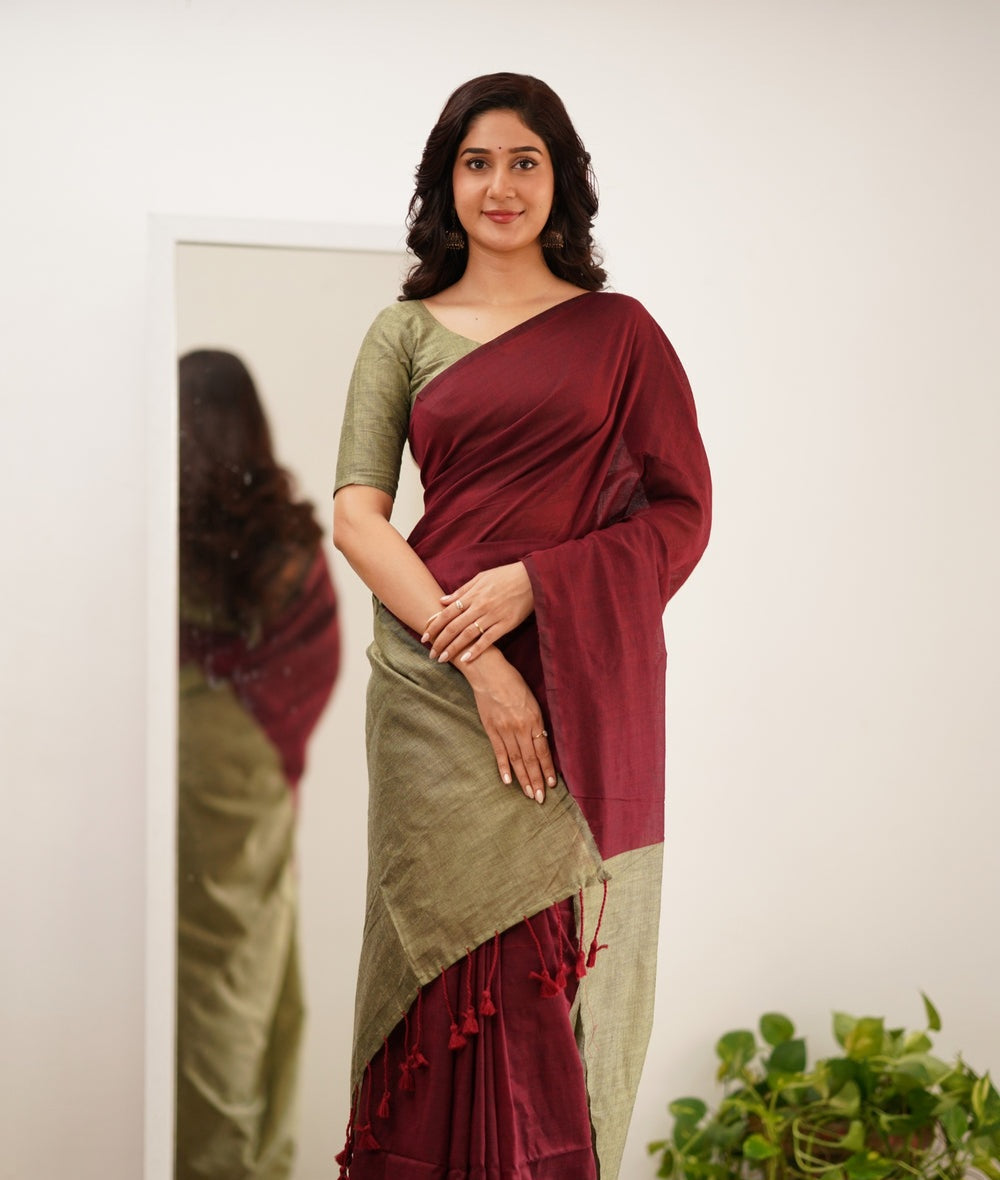 Office Wear Khadi Cotton Saree With Blouse
