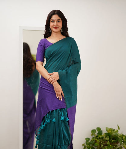 Office Wear Khadi Cotton Saree With Blouse