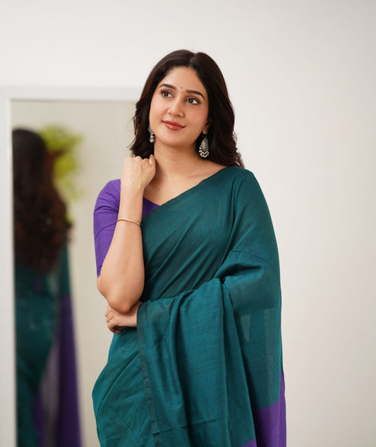 Office Wear Khadi Cotton Saree With Blouse