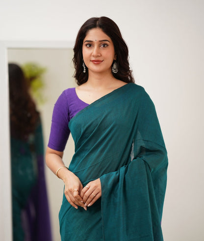 Office Wear Khadi Cotton Saree With Blouse