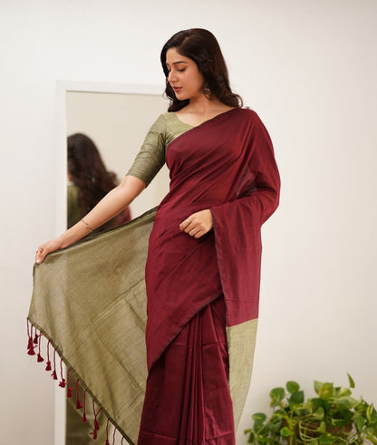 Office Wear Khadi Cotton Saree With Blouse