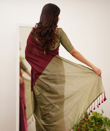 Office Wear Khadi Cotton Saree With Blouse