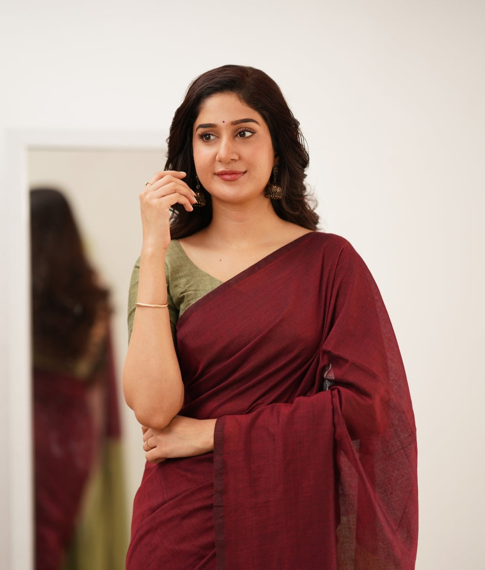 Office Wear Khadi Cotton Saree With Blouse